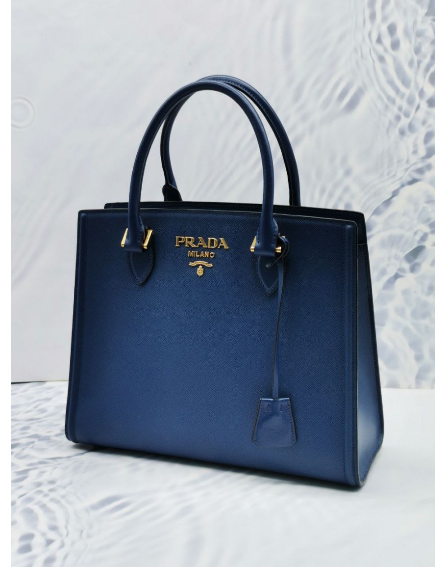 PRADA SAFFIANO LUX BLUE HANDLE BAG